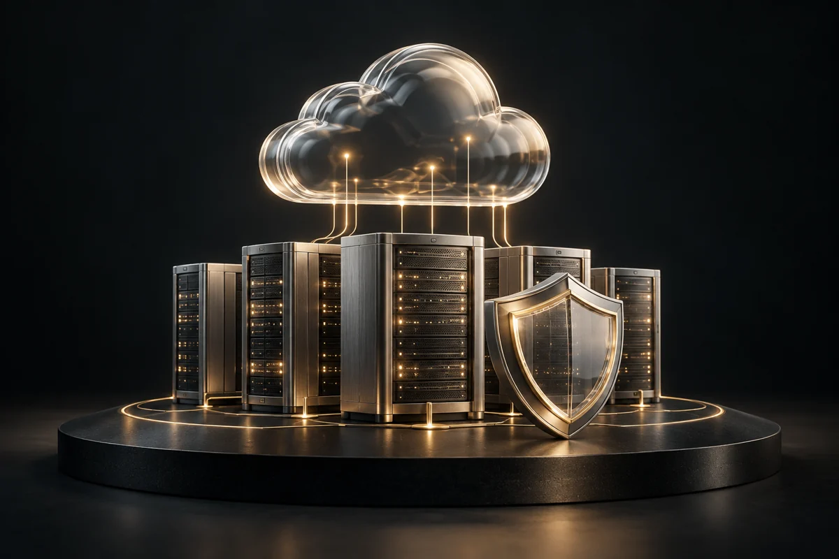 Cloud infrastructure and security illustration
